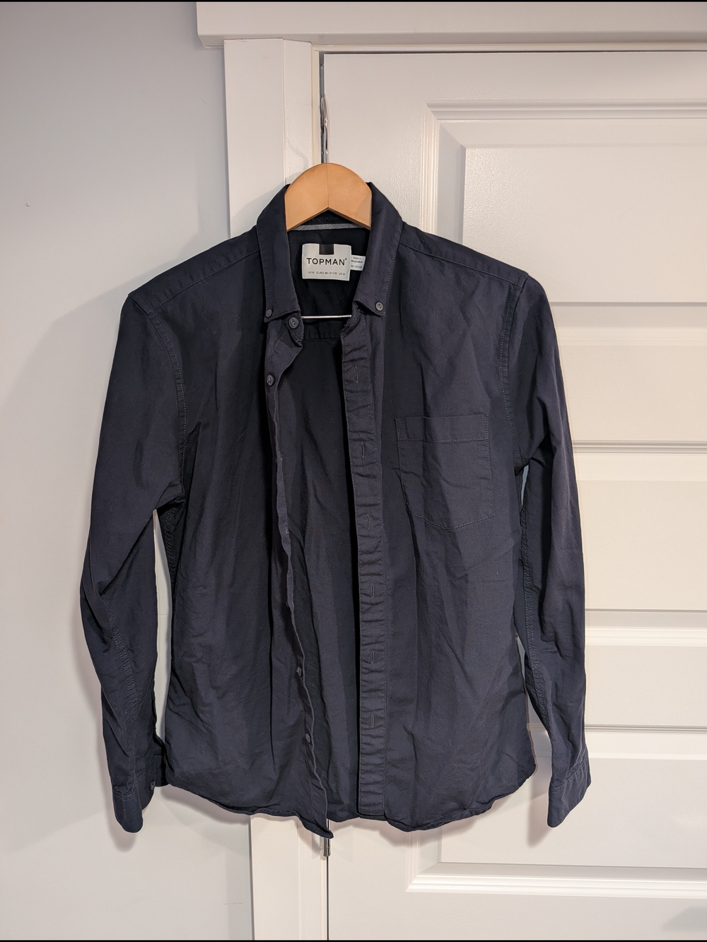 Topman Navy Blue Long-Sleeve Dress Shirt